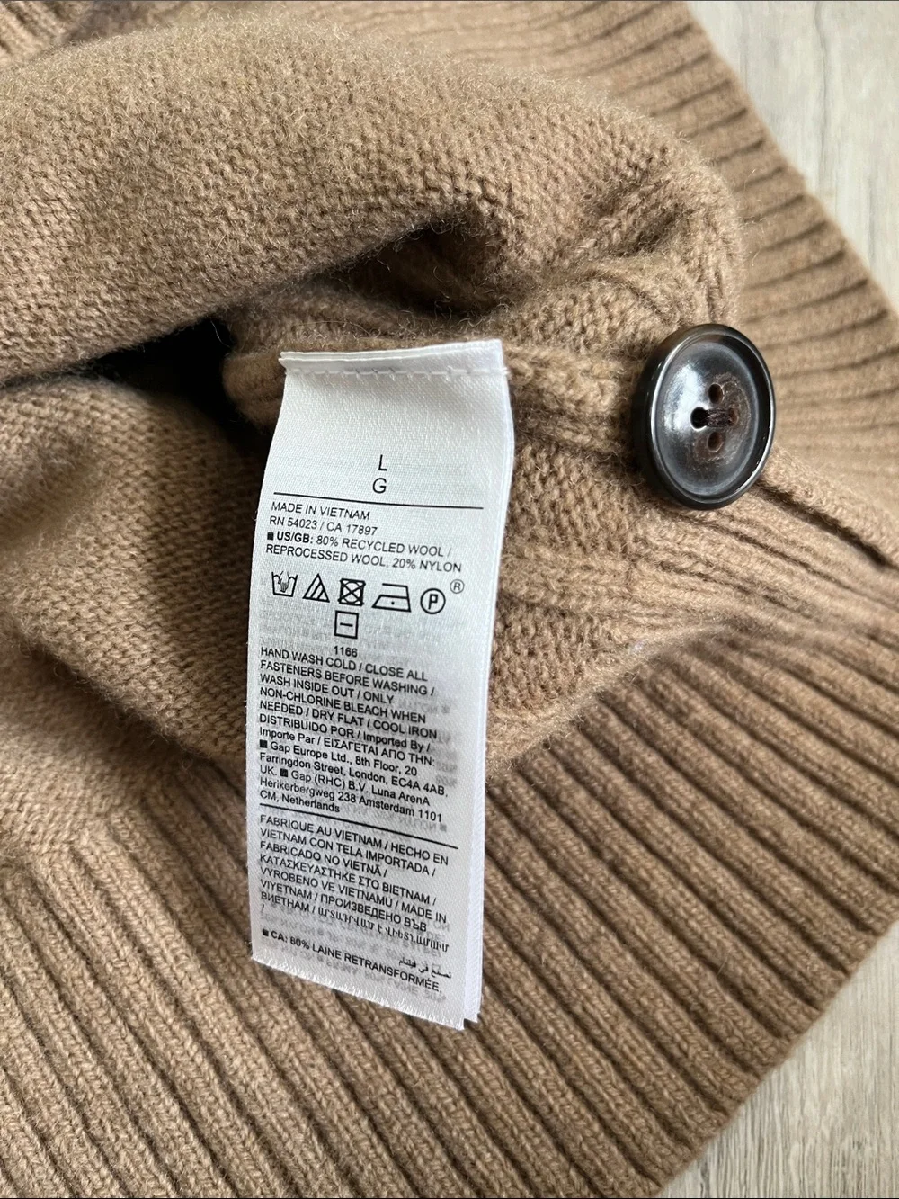 Banana Republic Woolen Button Sweater Men L Wool Mock Neck Heritage Prep Raglan